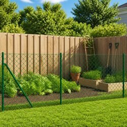 Chain Link Fence Panel Green 0.8x25m Spike Anchors Garden Barrier Enclosure