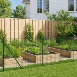 Green Garden Wire Mesh Fence Panel with Anchors 1.1m x 25m