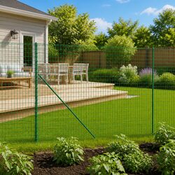 Wire Mesh Fence Panel Green 1.6x25m Garden Barrier Spike Anchors Outdoor