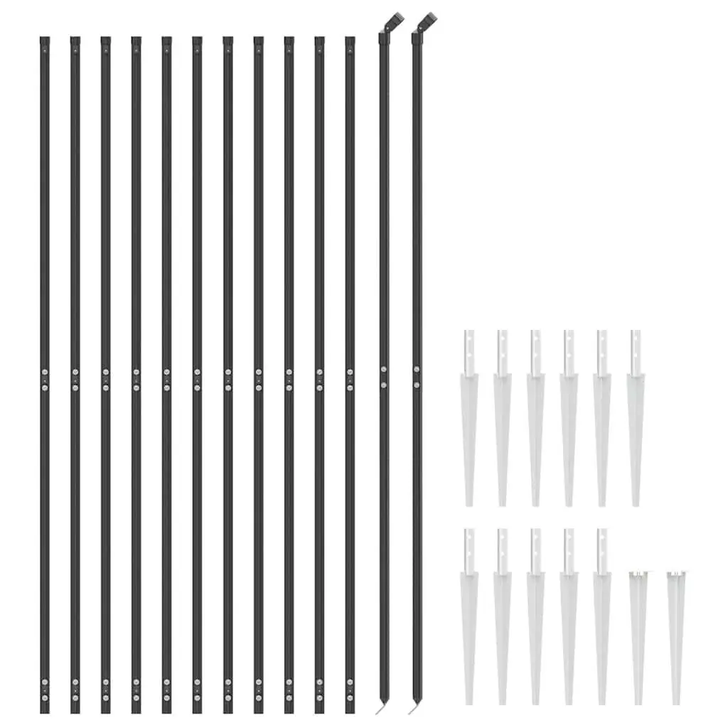 Wire Mesh Fence Panel 1.4m x 25m Anthracite PVC Coated with Spike Anchors