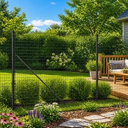 Wire Mesh Fence Panel with Spike Anchors Anthracite 1.6m x 25m Garden Barrier
