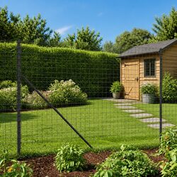 Wire Mesh Fence Panel Spike Anchors Anthracite Outdoor Garden Barrier 1.4x25m
