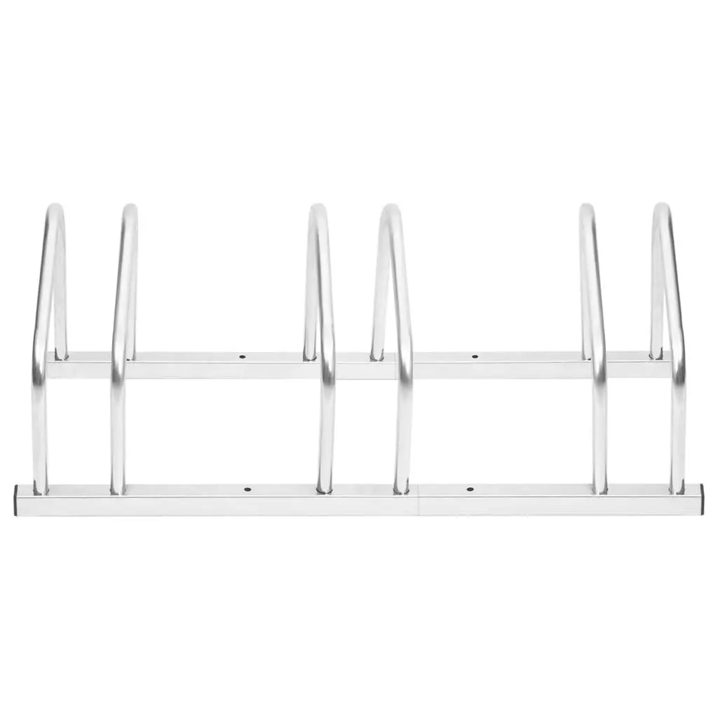 Bike Rack for 3 Bikes Galvanised Steel Floor Stand Storage