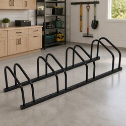 Space-Saving 4-Bike Storage Rack in Black Steel