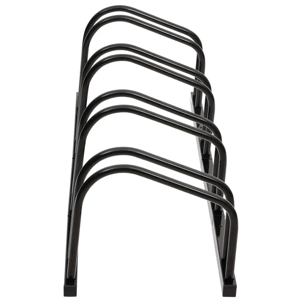 Bike Rack 4 Bikes Black Steel Floor Parking Storage