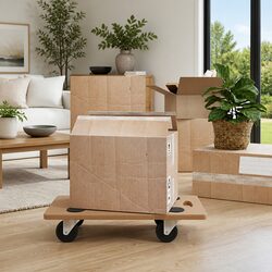2-Piece Rectangular Brown Dolly Trolleys for Easy Moving