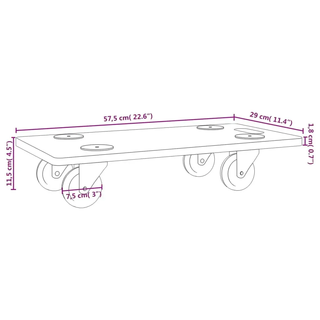Dolly Trolleys 6 Piece Rectangular Anti-Slip Moving Platform with Rotatable Castors