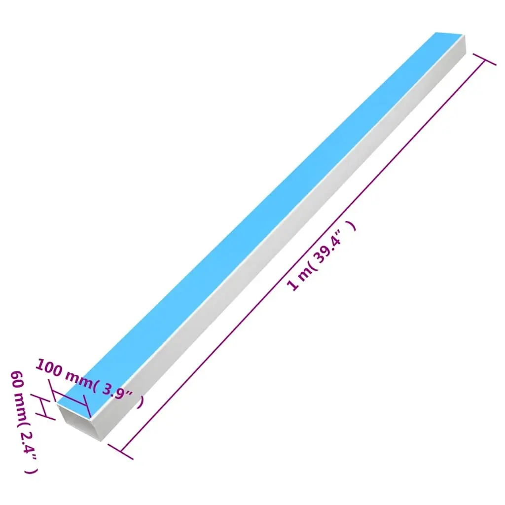 Cable Trunking 100x60mm Self-Adhesive White 10m PVC Wire Management Cover