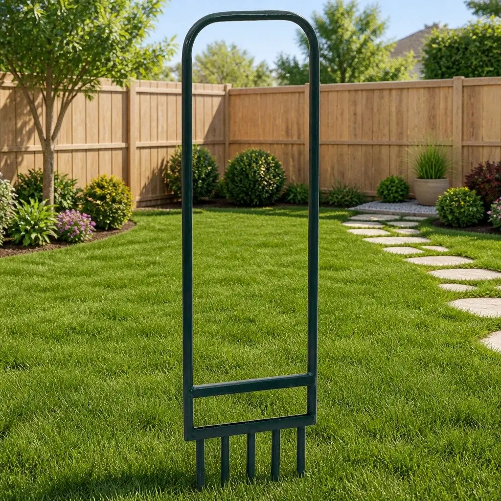 Lawn Aerator Manual Steel Garden Tool 5 Hollow Tines for Soil Aeration