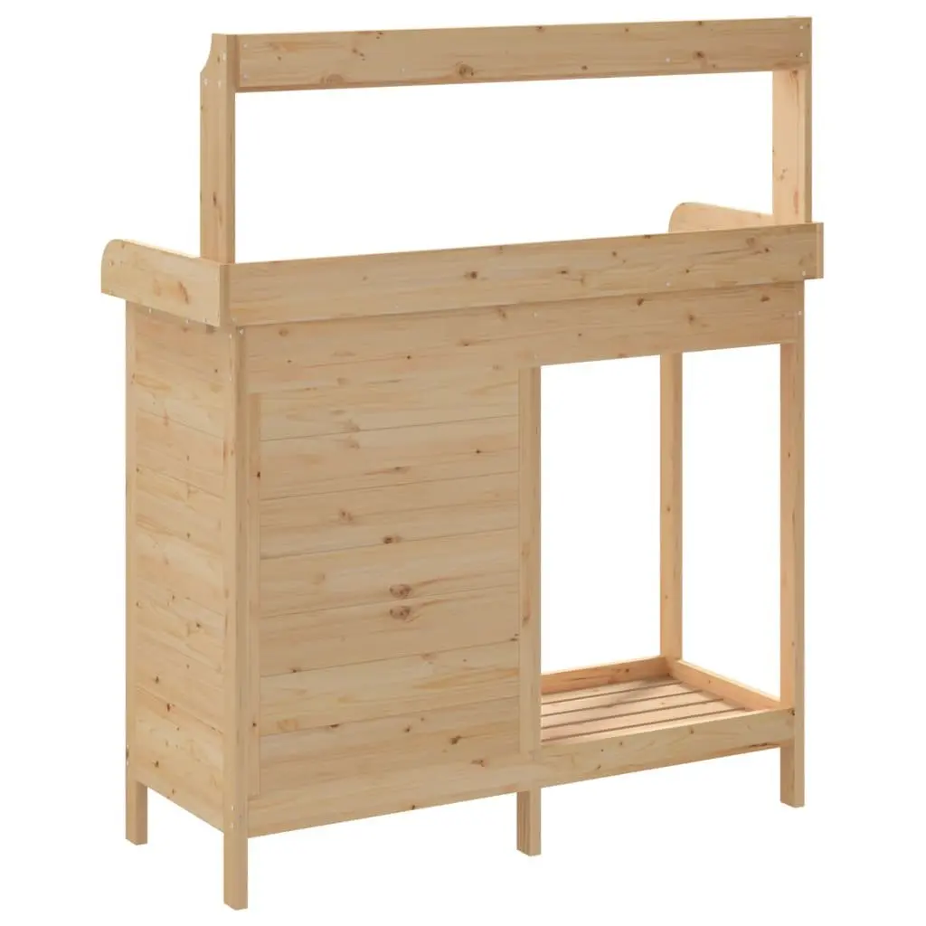 Potting Table 110.5 x 45 x 124.5 cm Solid Fir Wood with Storage Drawer Cabinet Shelf Brown