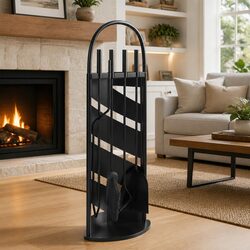 5-Piece Black Fireplace Tool Set for a Neat Space