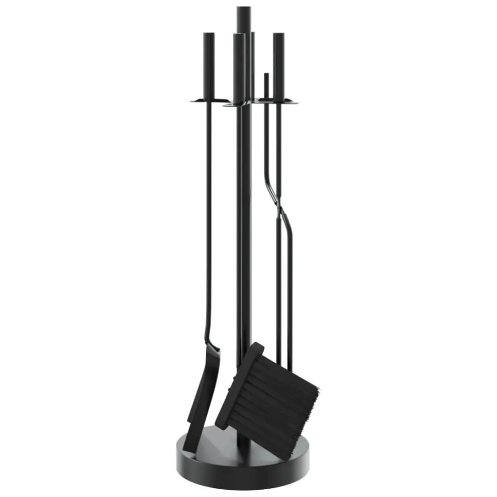 Fireplace Tool Set 5 Piece Steel Black Durable Construction Organized Storage