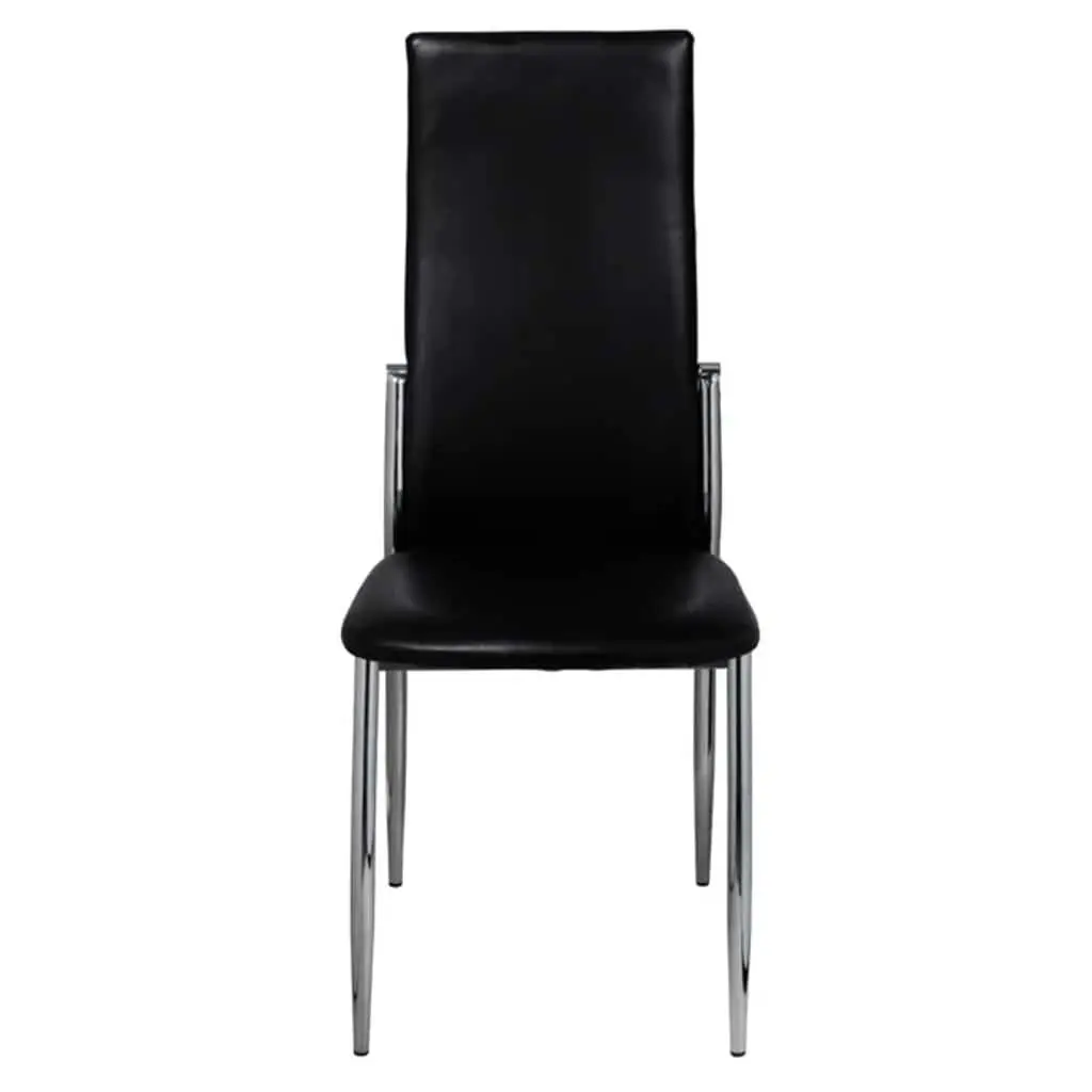 Dining Chairs 6 Piece Black Modern High Backrest Seating Set Faux Leather