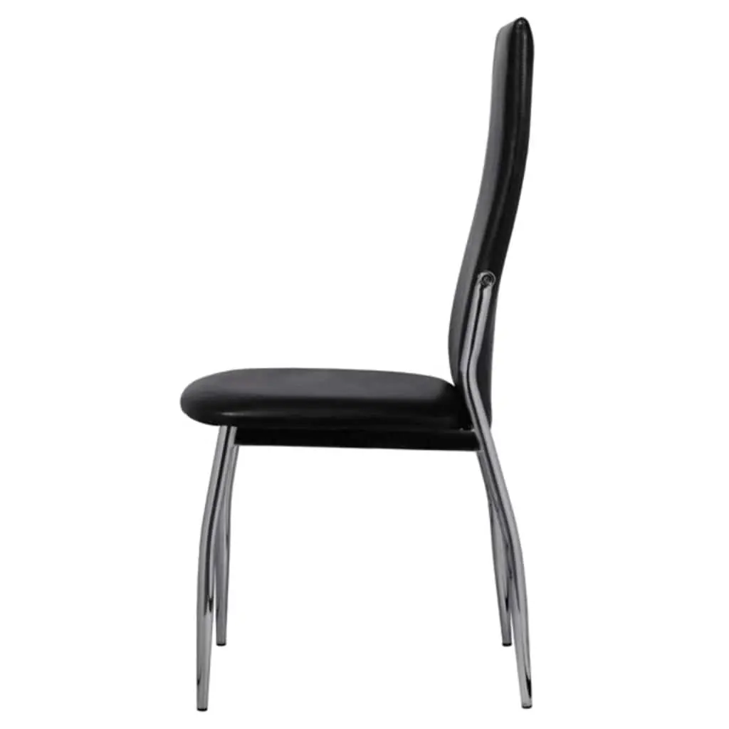 Dining Chairs 6 Piece Black Modern High Backrest Seating Set Faux Leather