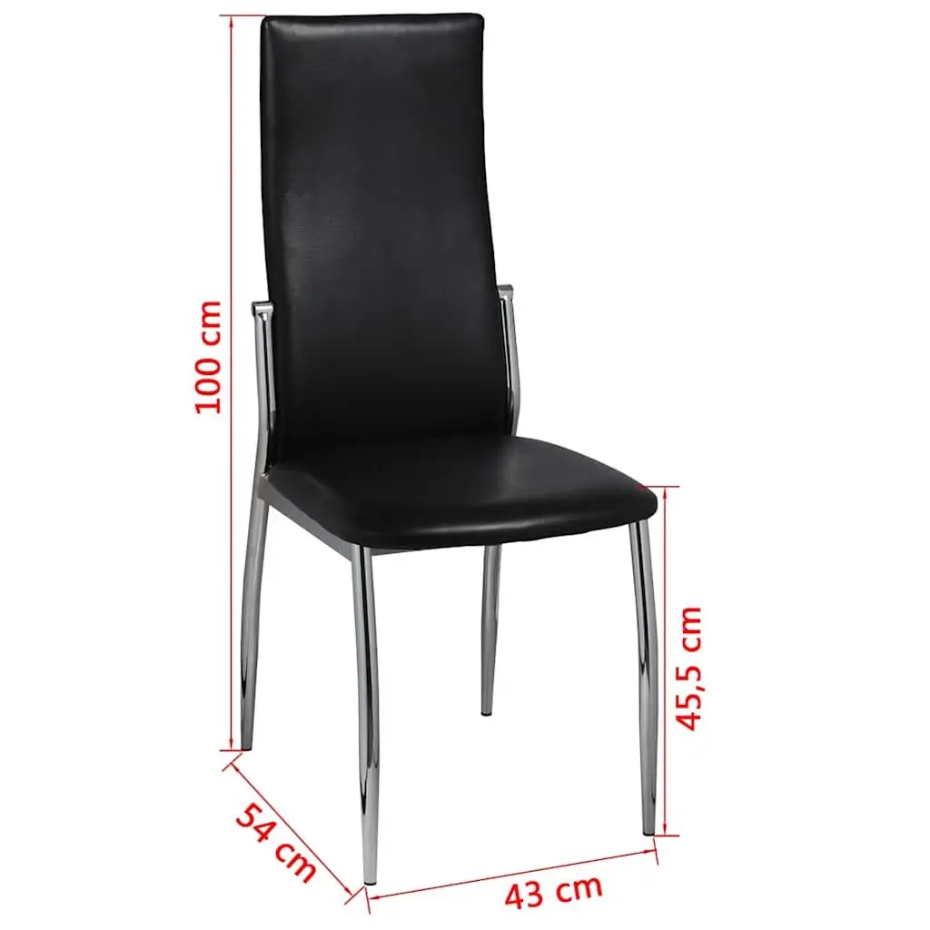 Dining Chairs 6 Piece Black Modern High Backrest Seating Set Faux Leather