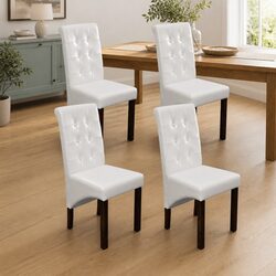 Enhance Your Dining Space with 4 White Faux Leather Chairs