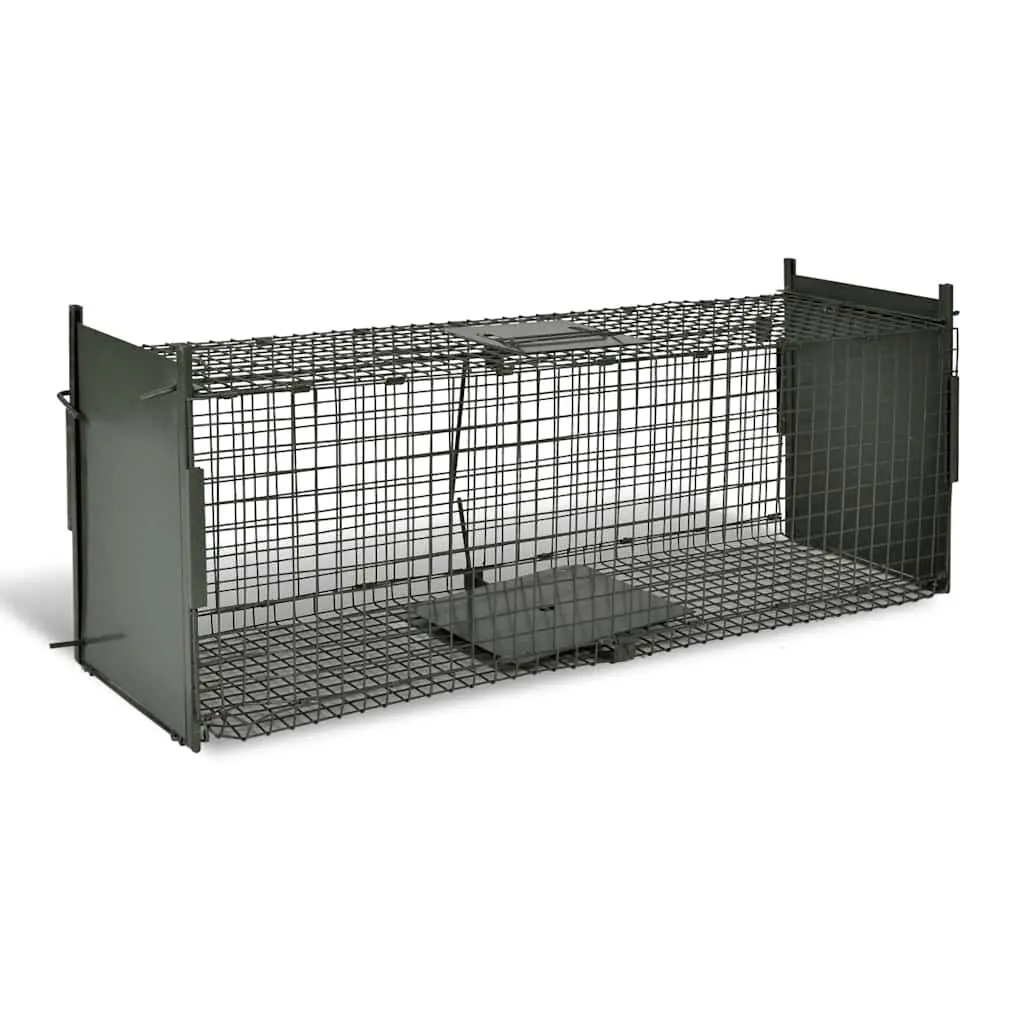 Live Animal Trap Cage 2 Door Green Foldable Handle Humane Pest Control
