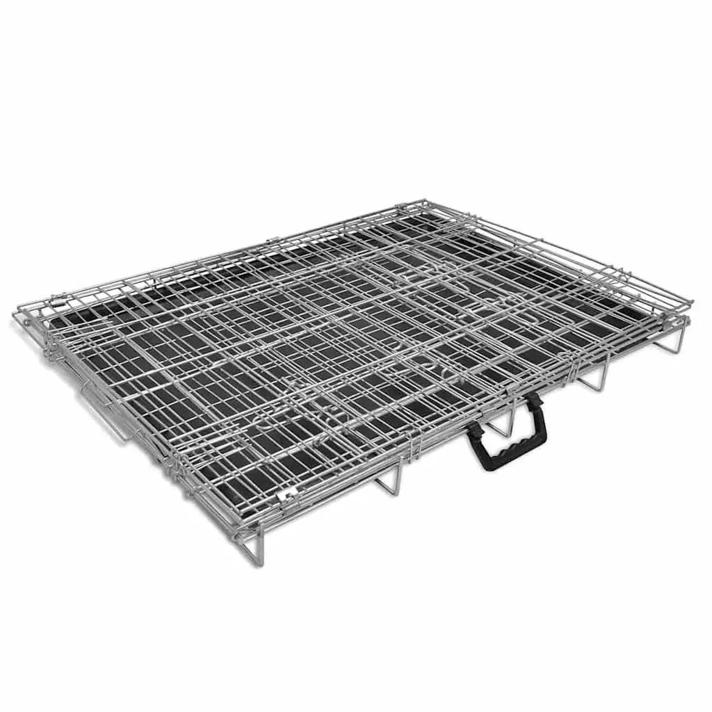 Large Foldable Dog Bench Portable Metal Training Crate Black