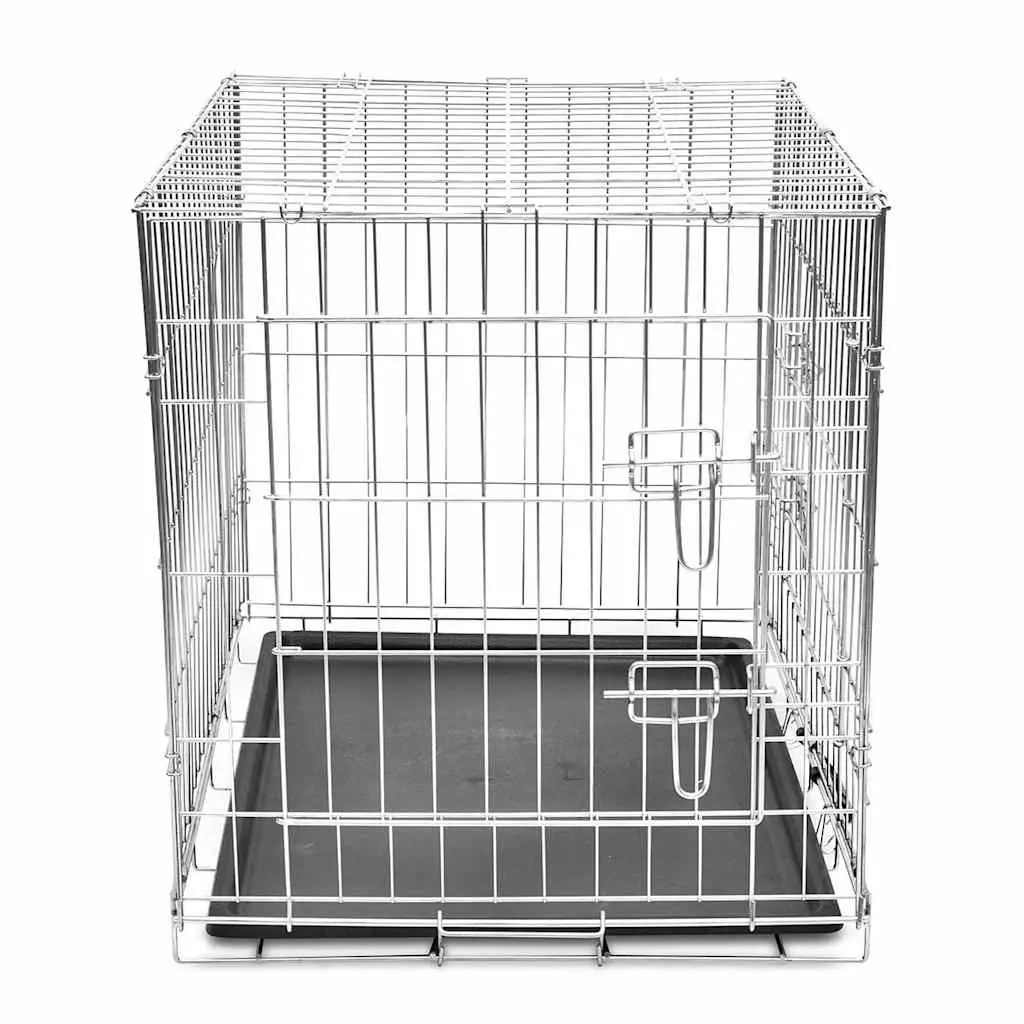 Large Foldable Dog Bench Portable Metal Training Crate Black
