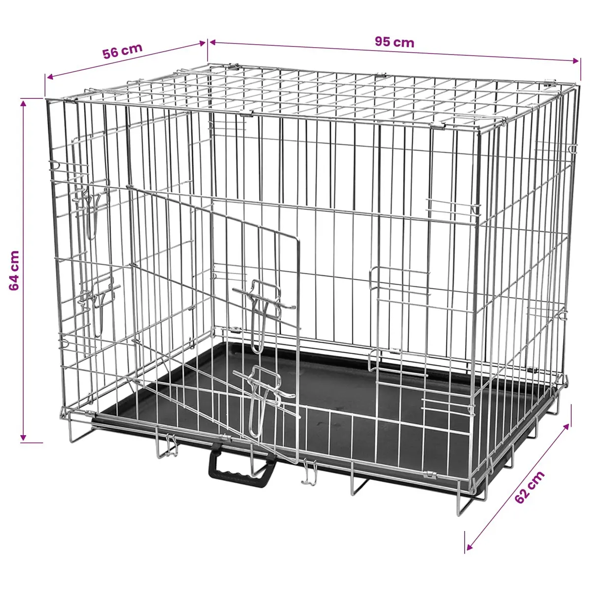 Large Foldable Dog Bench Portable Metal Training Crate Black