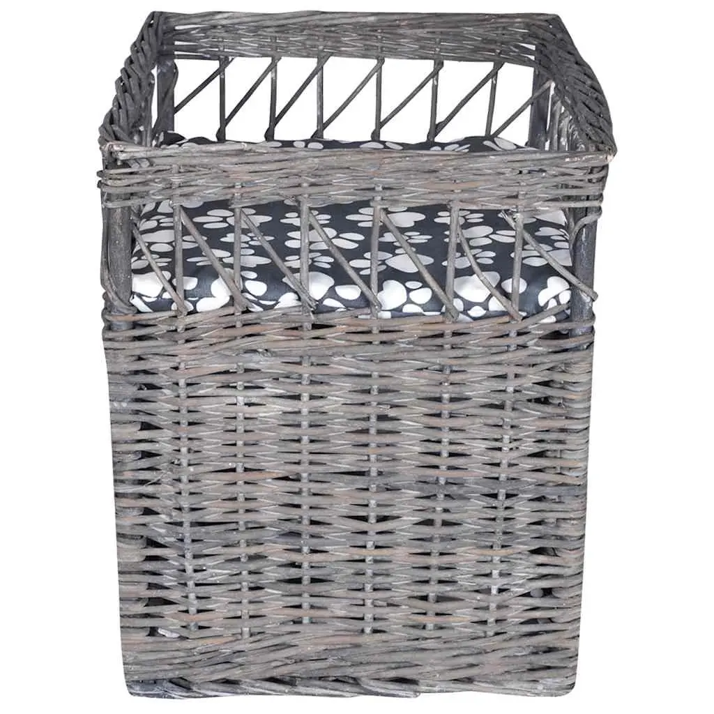 Cat House Grey Square Woven Willow Construction with Cushion