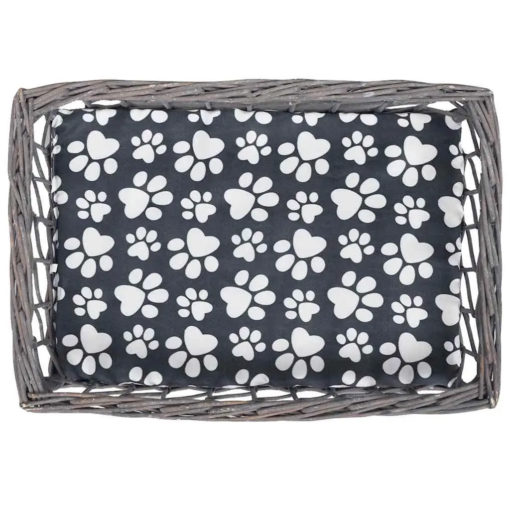 Cat House Grey Square Woven Willow Construction with Cushion