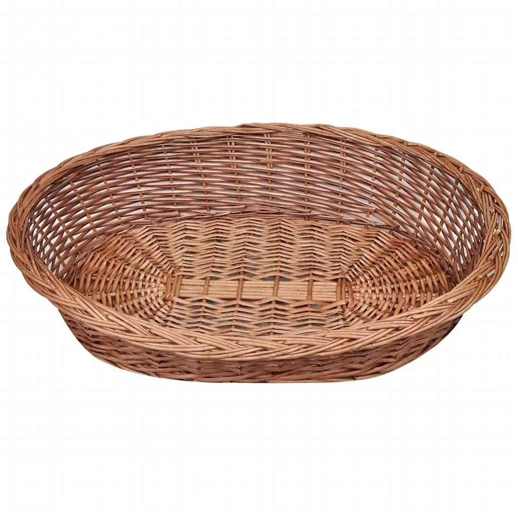 Dog Basket Pet Bed 90cm Willow Woven Brown Natural Indoor Outdoor