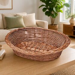 Stylish Brown Willow Dog Basket for Home and Garden