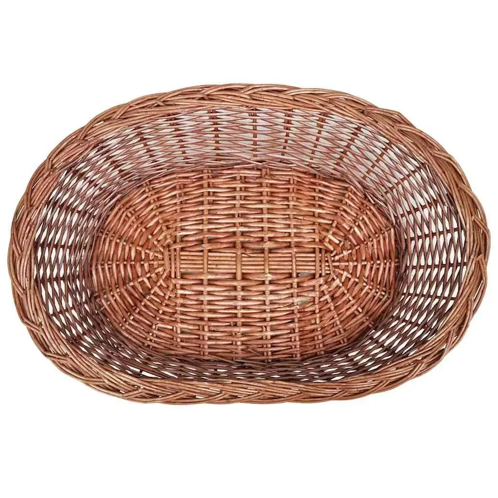 Dog Basket Pet Bed 50cm Brown Willow Woven Sleeping Rest Indoor Outdoor Garden