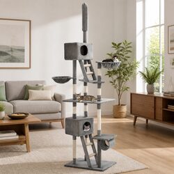 Enhance Your Home with This Grey Cat Tree for Climbing and Scratching