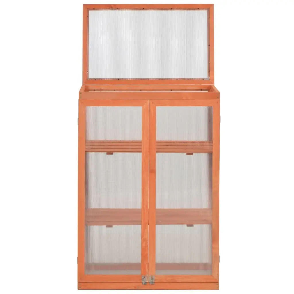Wooden Garden Greenhouse 75x47x109cm Cold Frame with PC Board Panels and 2 Shelves for Plant Organization