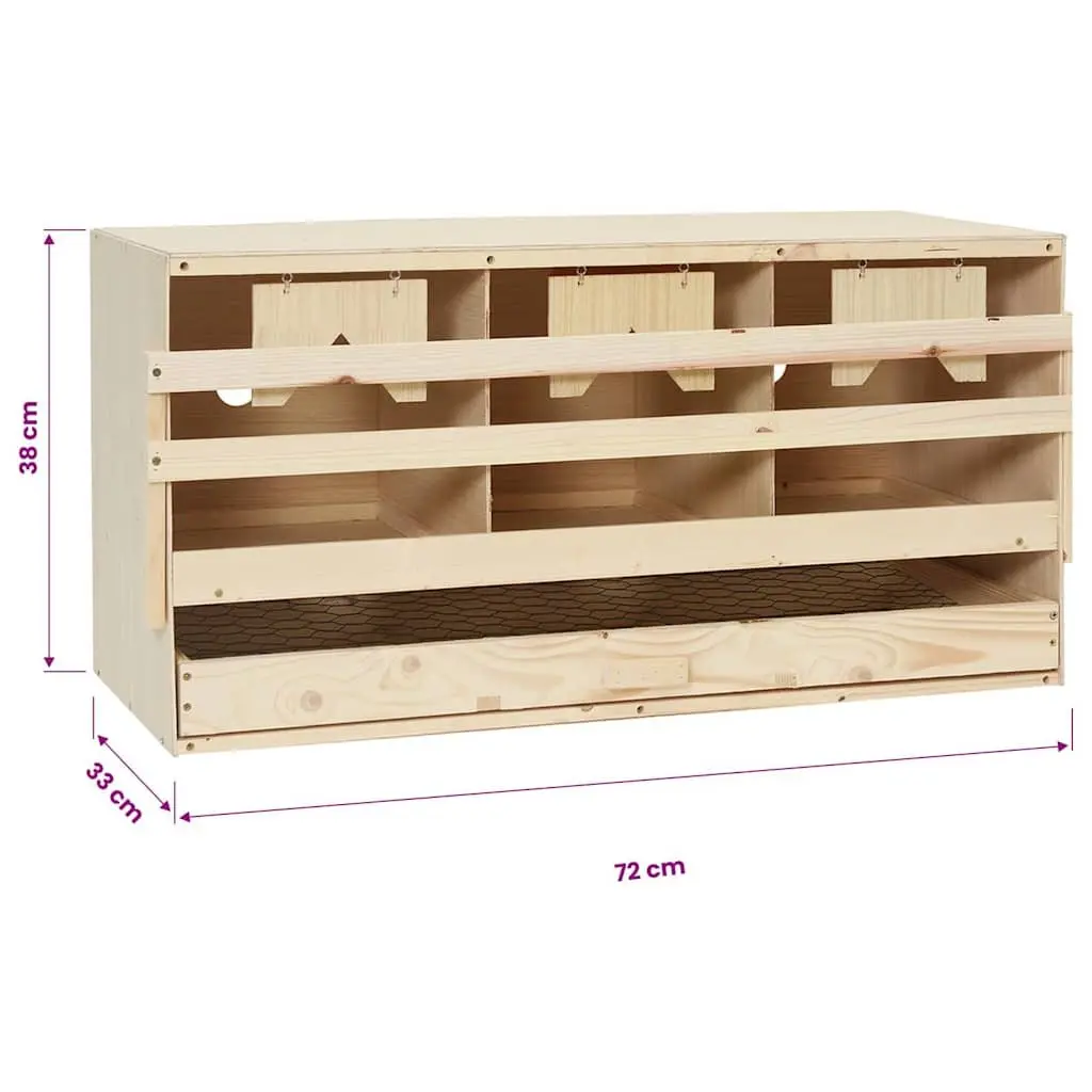 Chicken Laying Nest Box 3 Compartments Wooden Poultry Egg Collection Nesting