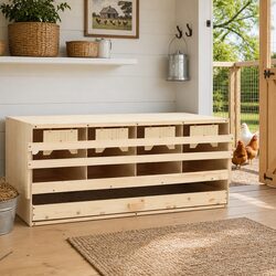 Chicken Laying Nest Box 4 Compartments Poultry Egg Collection Wooden Nesting