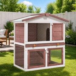 Enhance Your Outdoors with a Brown Wooden Rabbit Hutch
