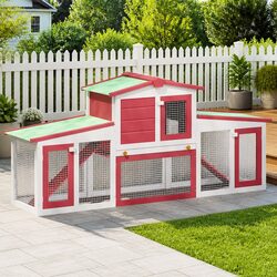 Stylish Rabbit Hutch for Small Animals - 2 Tier Red