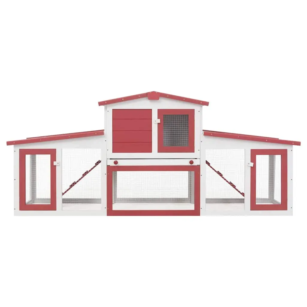 Large Wooden Rabbit Hutch 2 Tier Outdoor Cage with Run Red