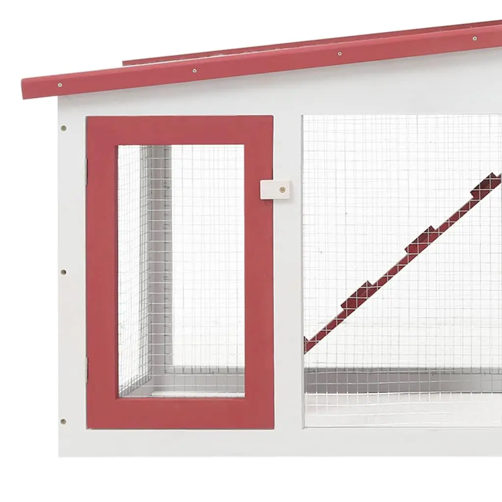 Large Wooden Rabbit Hutch 2 Tier Outdoor Cage with Run Red