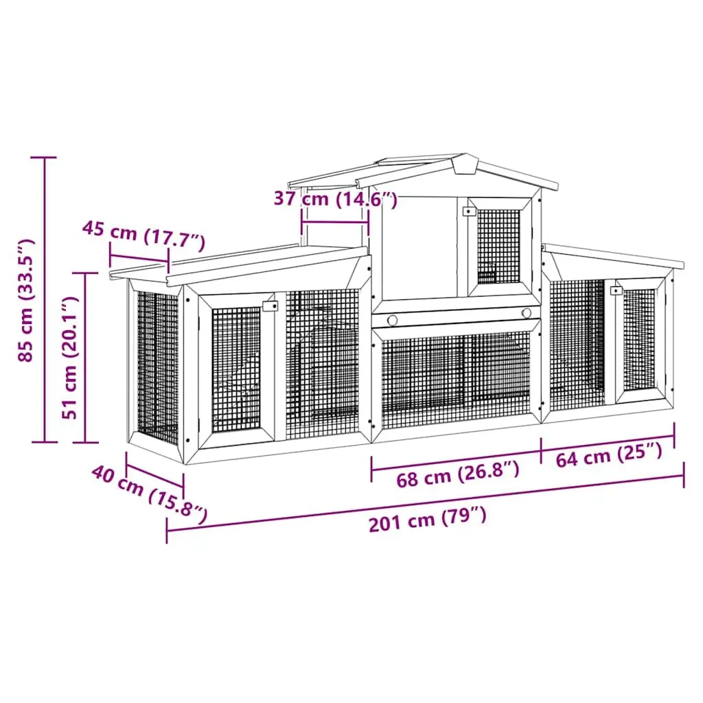Large Wooden Rabbit Hutch 2 Tier Outdoor Cage with Run Red