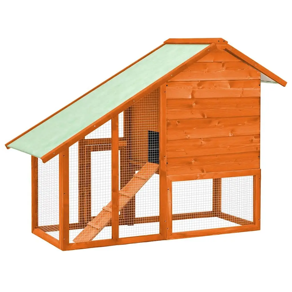 Rabbit Hutch 2-Tier Wooden Small Animal Cage with Ramp and Nesting Box