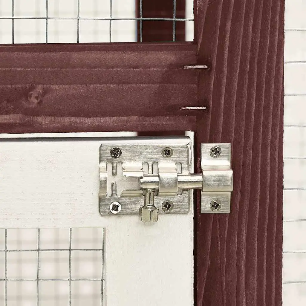 Rabbit Hutch Two-Tier Wooden Firwood Frame Steel Mesh Doors with Tilting Roof and Pull-Out Tray