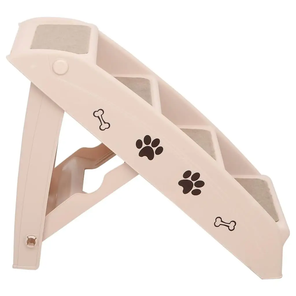 Folding Pet Stairs Ramp for Small Large Dogs Cats Cream