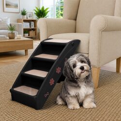 Folding Pet Stairs Black Dog Cat Steps Ramp Ladder Furniture Access Small Large
