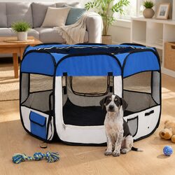 Portable Dog Playpen in Blue for an Enhanced Living Space 90x90x58cm