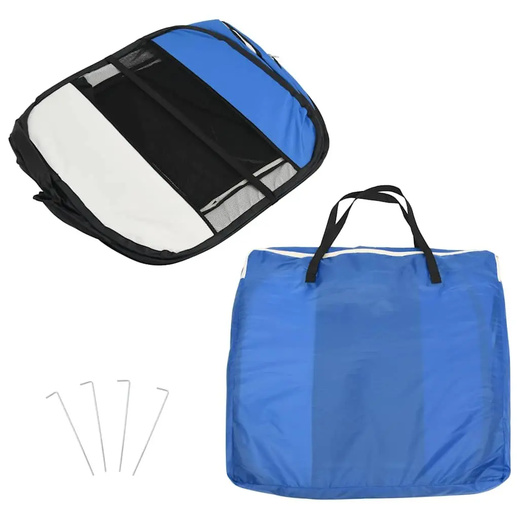 Foldable Dog Playpen with Carrying Bag Blue 90x90x58cm Portable Pet Run Cage