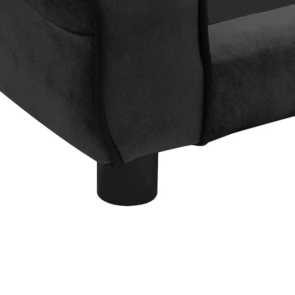 Dog Sofa Bed Black Plush Cushion Washable for Small Animals Cats