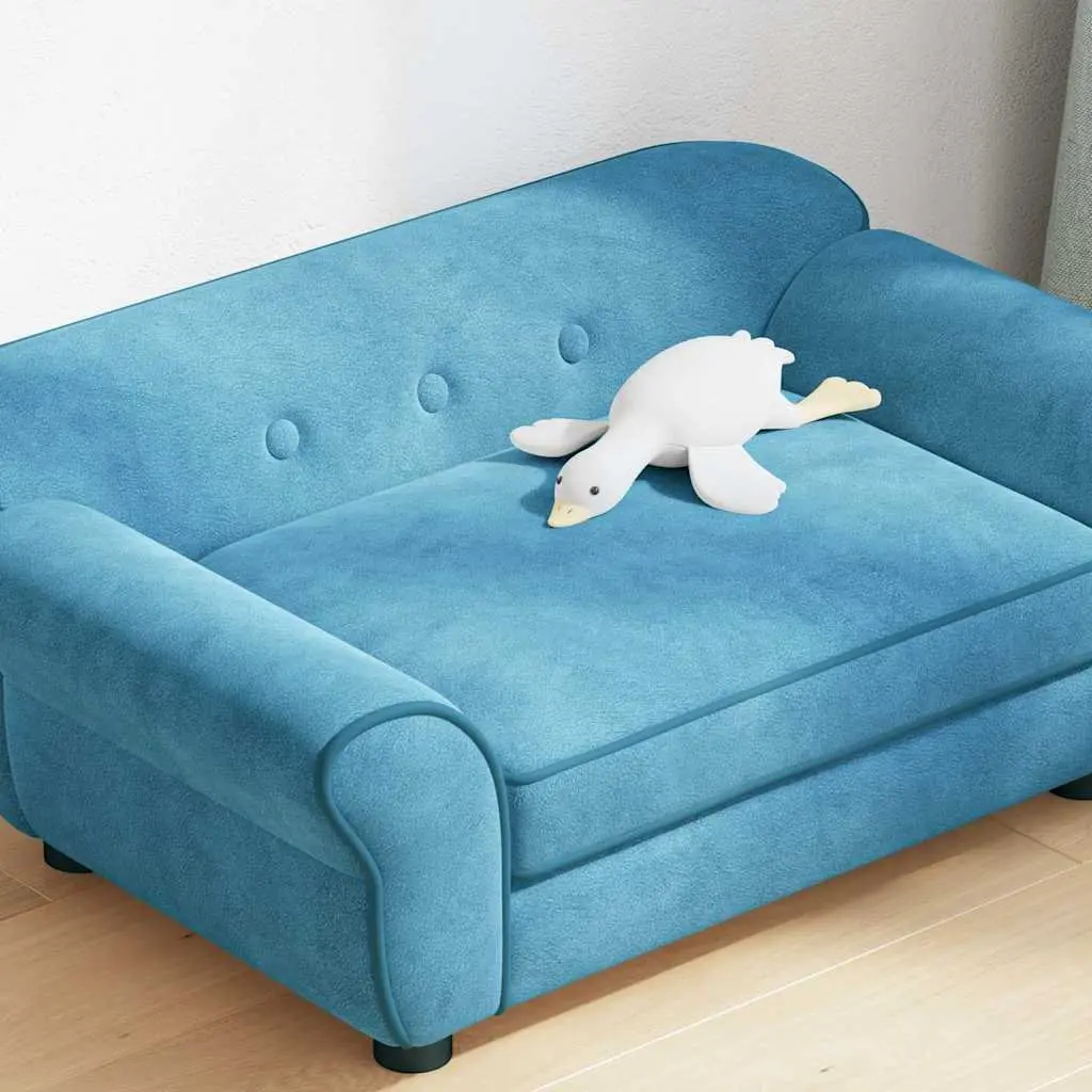 Dog Sofa Bed Turquoise Plush Cushion Washable Cover