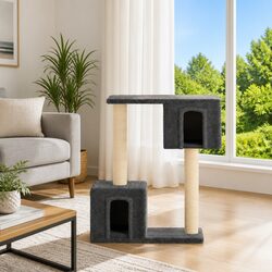 Enhance Your Home with a Dark Grey Multi-Level Cat Tree