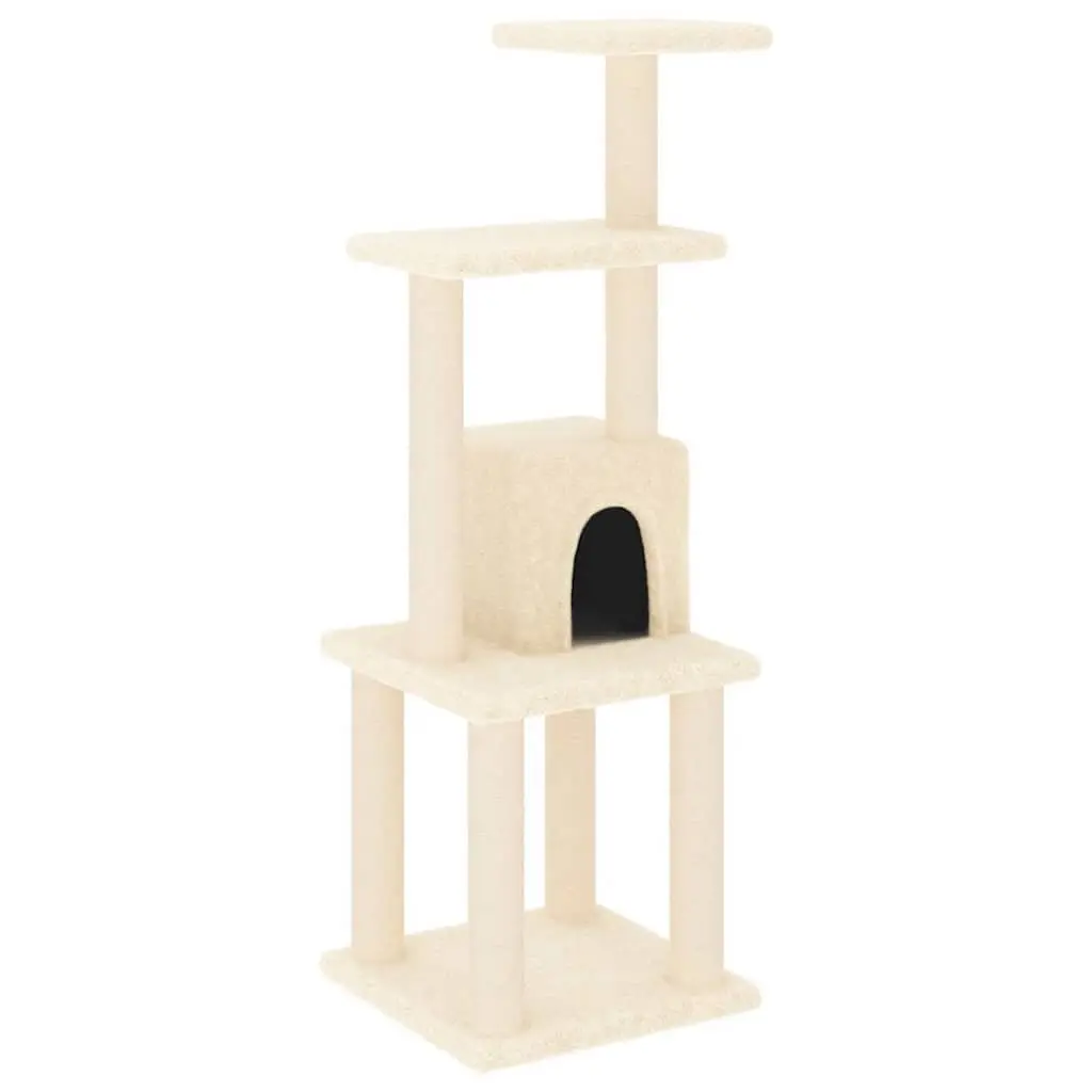 Cat Tree 105cm Multi-Level Scratching Post Climbing Activity Centre Perch Rest Cream