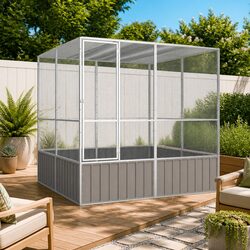 Spacious Grey Bird Cage for Indoor and Outdoor Use