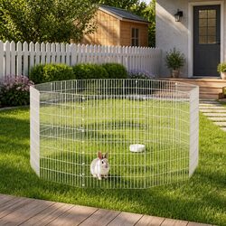 Small Animal Enclosure 10-Panel Pet Pen Rabbit Guinea Pig Run Playpen Silver